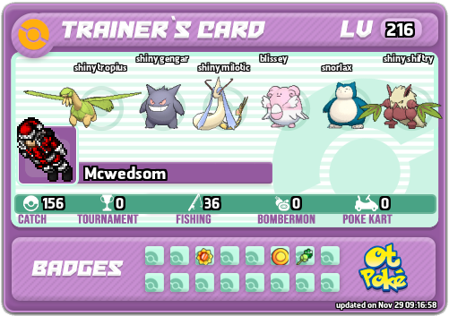 Mcwedsom Card otPokemon.com