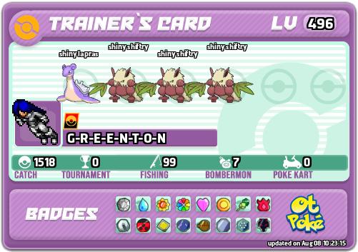 G-R-E-E-N-T-O-N Card otPokemon.com