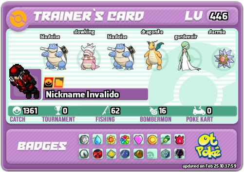 Nickname Invalido Card otPokemon.com