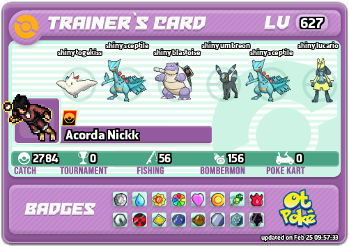 Acorda Nickk Card otPokemon.com